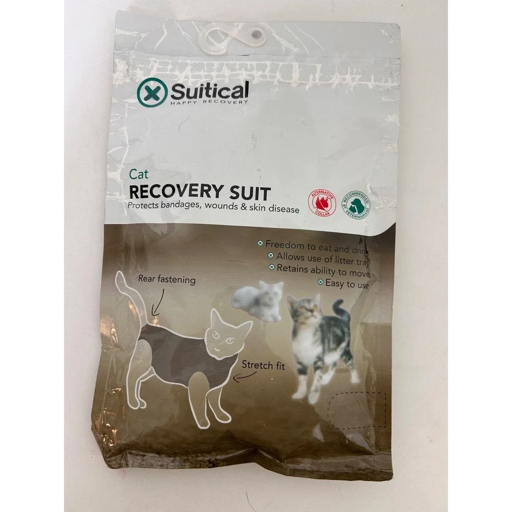 New Suitical Cat Wound Recovery Suit Size XS Gray Camo New 15.7